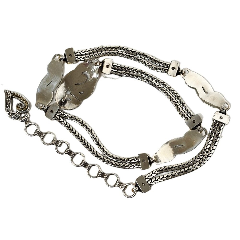 Vintage 90s Signed Brighton Silver Gold Tone Adjustable Metallic Belt Size Small - Picture 12 of 14